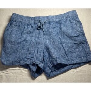 Old Navy Women's Blue Chambray Linen Blend Drawstring Shorts Size Large
